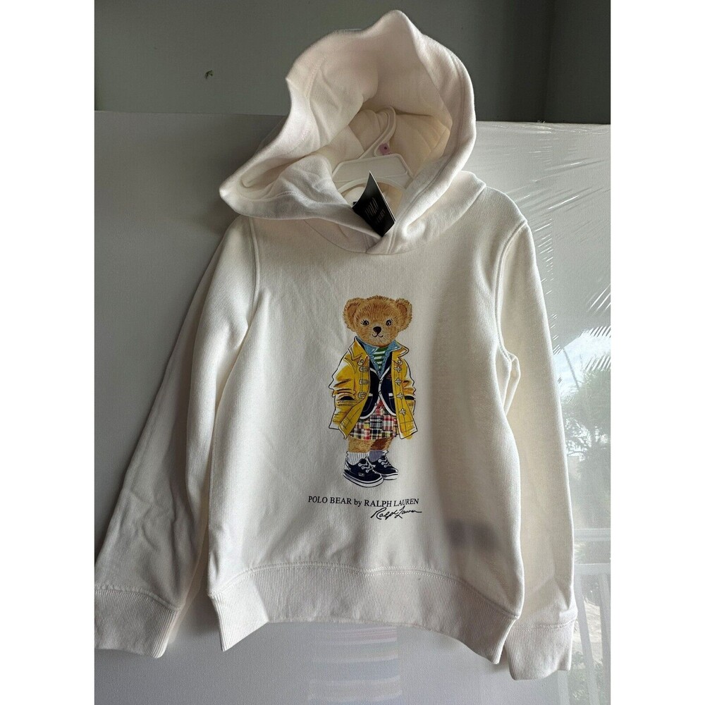 Polo by Ralph Lauren Cream Hoodie with Bear Design